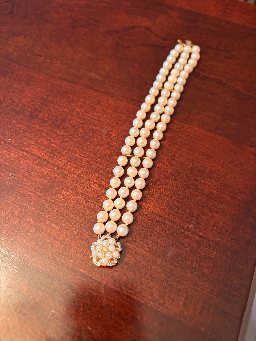Pearl Cluster 3-Strand Bracelet - 14kt gold - Picture 2 of 7